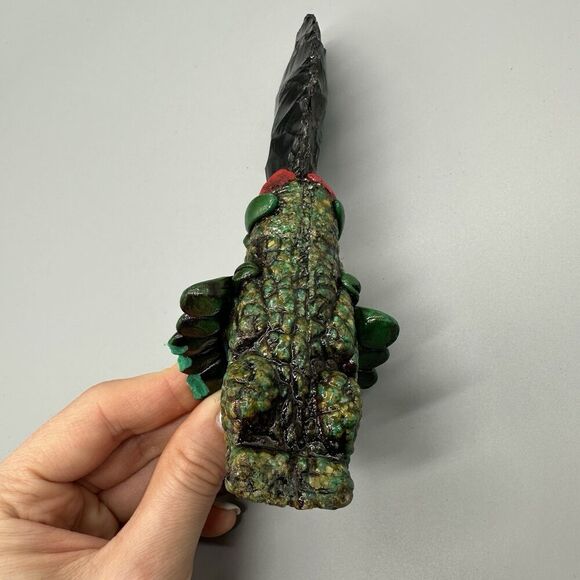 Aztec Style Ceremonial Sacrificial Tecpatl Obsidian Blade Knife Dagger 6.5” - Picture 5 of 11